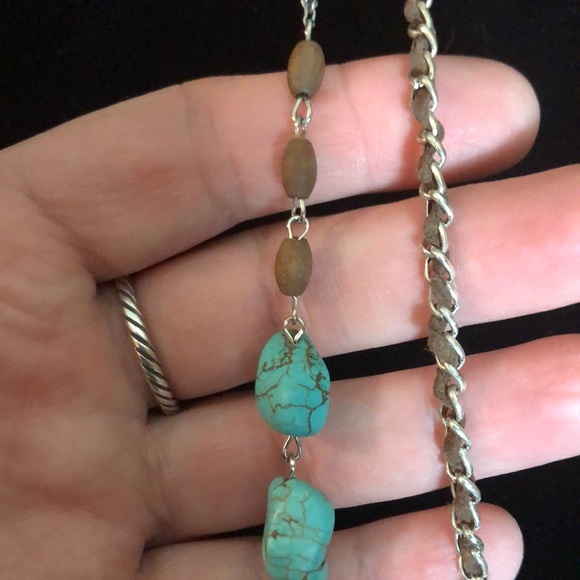 Vintage CHICOs Dual Layer Authentic Turquoise Suede Maxi Statement Necklace - Picture 14 of 16